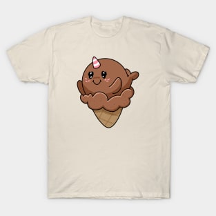 Ice Cream Narwhal: Chocolate Flavor T-Shirt